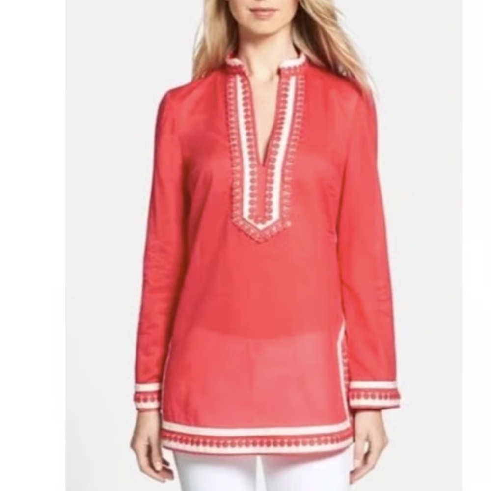 Tory Burch Red Tunic Coverup Top